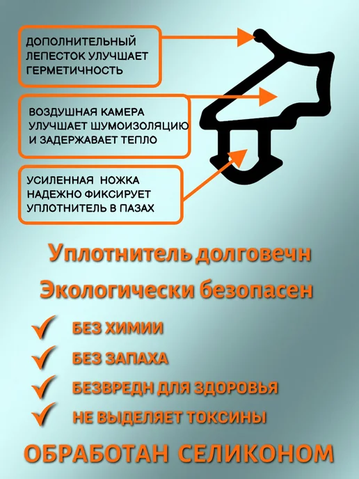 Уплотнитель для пластиковых окон и дверей ПВХ, черный, фото 6