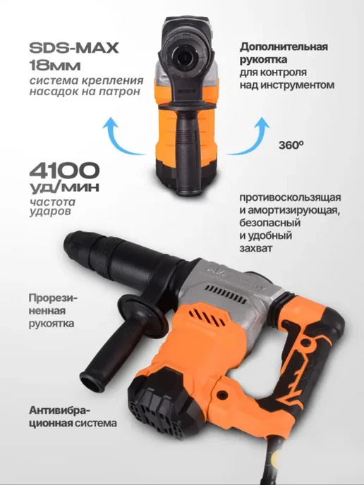 Отбойный молоток электрический, оранжевый, фото 4