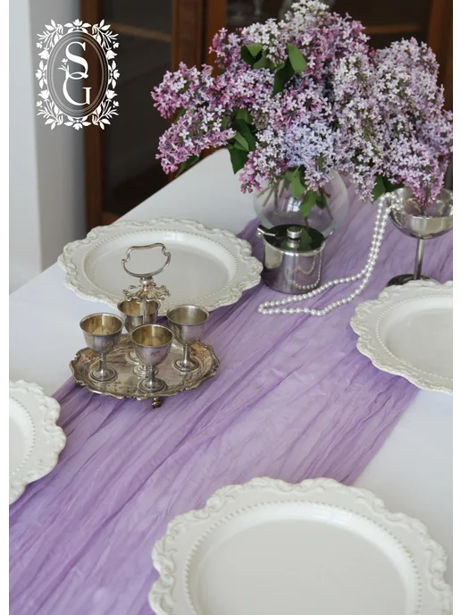 Secret Garden decor Скатерть-дорожка на стол сервировочная, праздничная, фиолетовый, фото 4