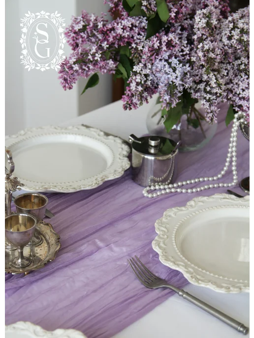 Secret Garden decor Скатерть-дорожка на стол сервировочная, праздничная, фиолетовый, фото 7