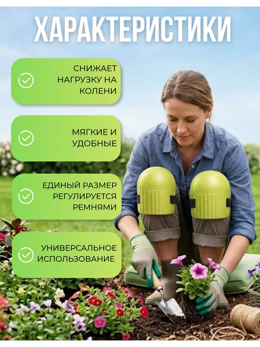 Товары для садоводства Ай да дом Наколенники садовые на резинке 17х17см, черный, фото 2