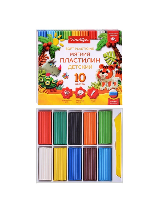 Славный малыш Пластилин детский мягкий для творчества, 10 цветов, 10 цв.