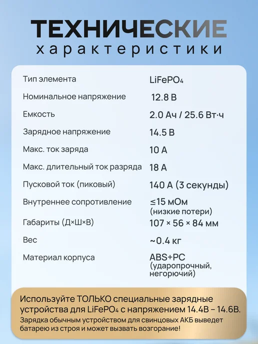 LIYON Аккумулятор для мотоцикла эндуро литиевый 12в 2Ah 140A, вариант, фото 6