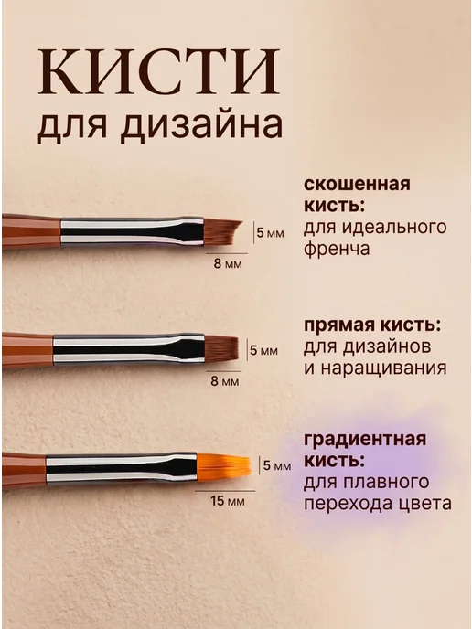 HomeFun Набор кистей для маникюра дизайна наращивания 9 шт, 9 шт, фото 2