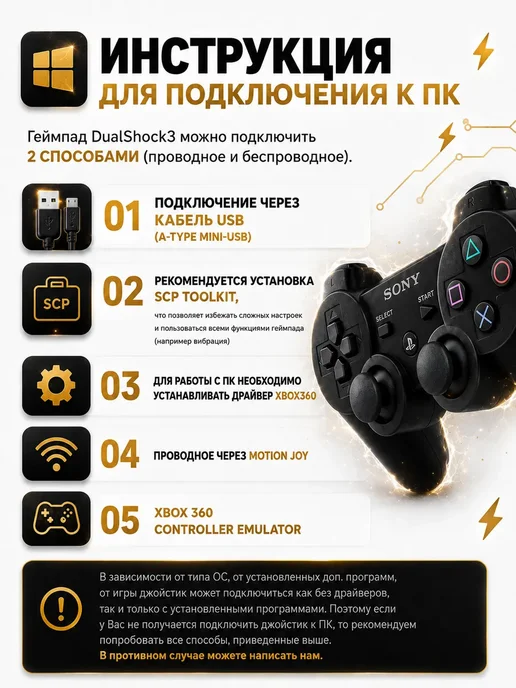 Геймпад джойстик для приставки PS3, черный, фото 2