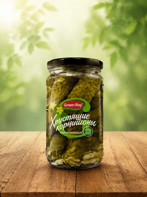 Green Ray Корнишоны хрустящие 2 шт по 350 г, 2 шт, 350 г, фото 2