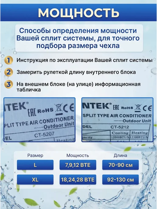 Чехол для чистки кондиционера L+шланг, синий, фото 8