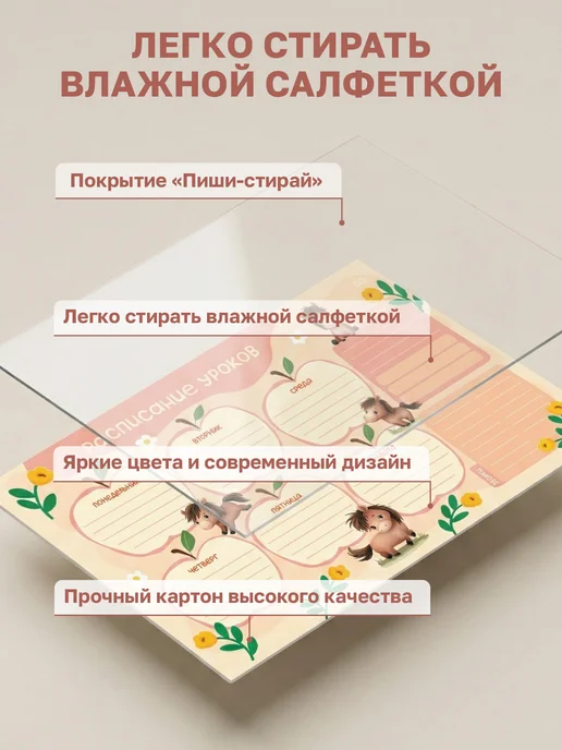 BG Расписание уроков для девочек многоразовое А4, оранжевый, фото 3
