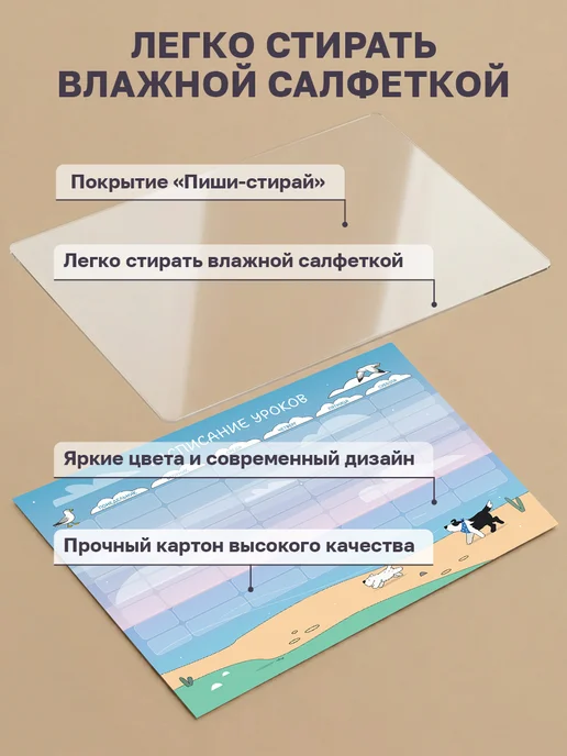 BG Расписание уроков для девочек многоразовое А3, голубой, фото 3