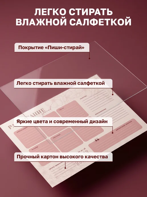 BG Расписание уроков для девочек многоразовое А3, вариант, фото 3