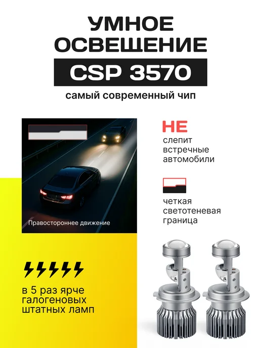 ZMB Светодиодные H7 LED автомобильные лампы Н7 лед мини линзы, вариант, фото 5