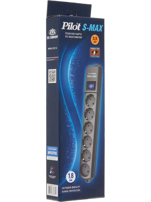 ZIS Удлинитель сетевой Pilot S-Max 1,8м, 220В, 16А, 3500Вт, 1,8 м, 3500 Вт, фото 8