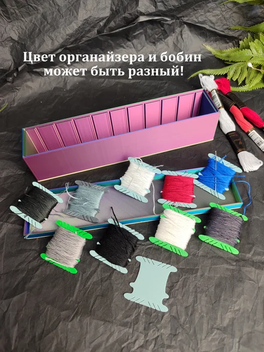 МАК 3D Органайзер с бобинами для хранения мулине, синий, фото 2