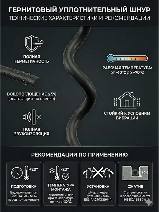 Шнур уплотнительный для авто 8 мм, длина 5м, 5 м, фото 7