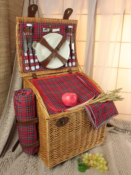 HOLYDAY BASKET Набор для пикника с термосумкой и пледом на 4 персоны, бежевый, фото 2