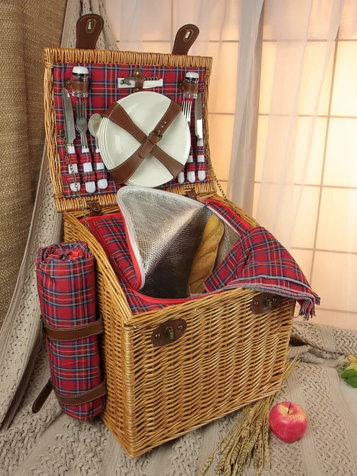 HOLYDAY BASKET Набор для пикника с термосумкой и пледом на 4 персоны, бежевый, фото 4