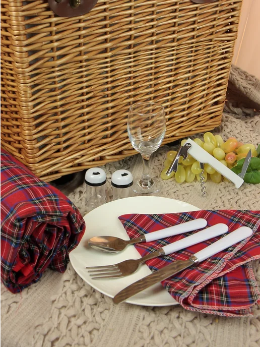 HOLYDAY BASKET Набор для пикника с термосумкой и пледом на 4 персоны, бежевый, фото 6