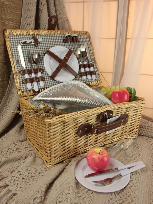 HOLYDAY BASKET Набор для пикника с термосумкой на 4 персоны, бежевый, фото 4