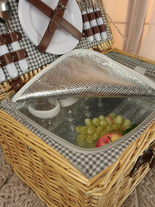 HOLYDAY BASKET Набор для пикника с термосумкой на 4 персоны, бежевый, фото 6