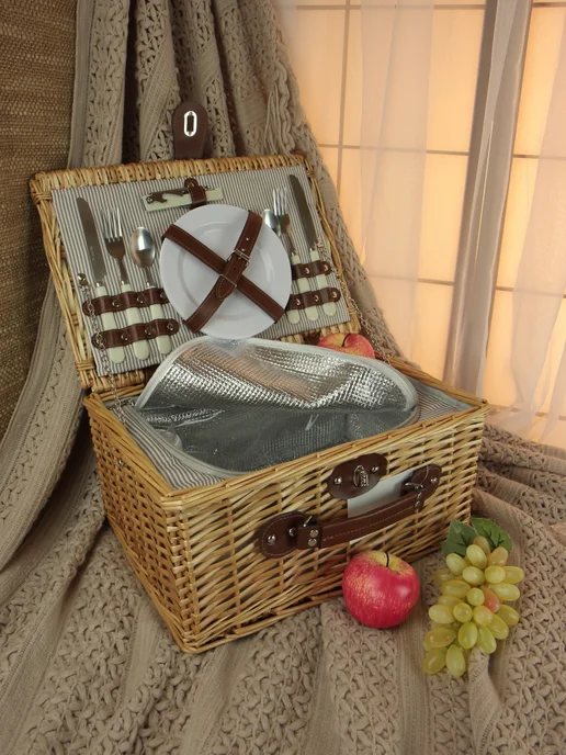 HOLYDAY BASKET Набор для пикника с термосумкой на 2 персоны, бежевый, в упаковке 1,6 кг, фото 4