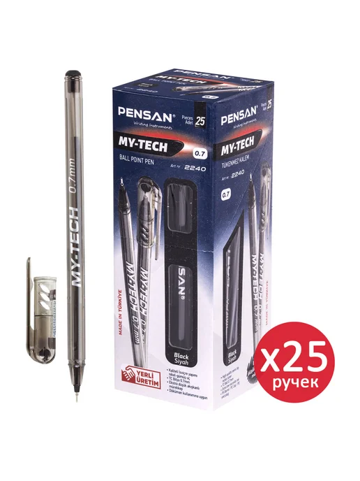 Pensan Ручки шариковые синие набор 12 шт для школы и офиса, 25 шт