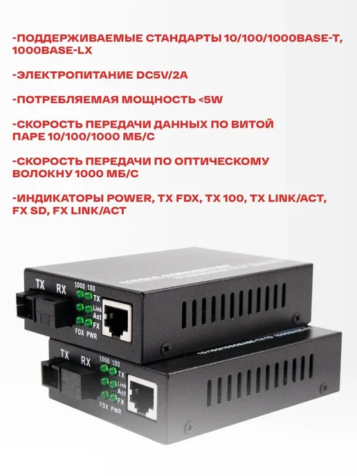 Комплект медиаконвертеров 1000Mbit s 20км (A B), вариант, фото 5