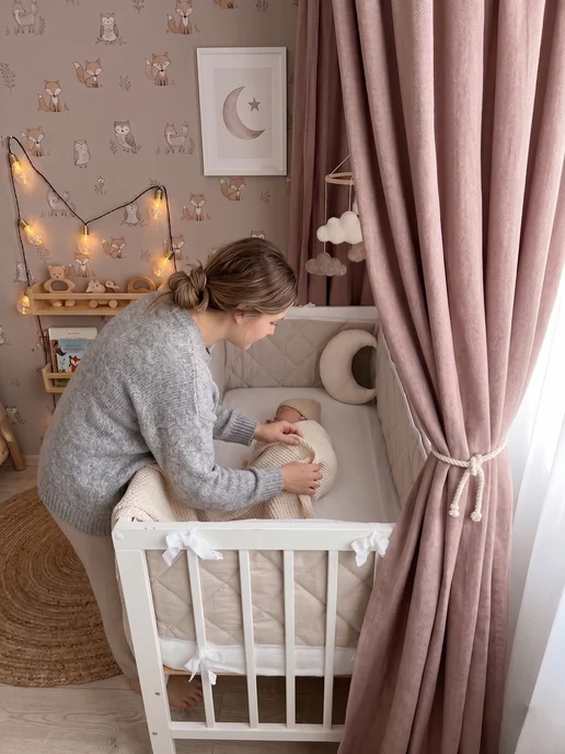 LenkaBaby Бортики в кроватку для новорожденных высокие с дном, бежевый, в упаковке 640 г, фото 6