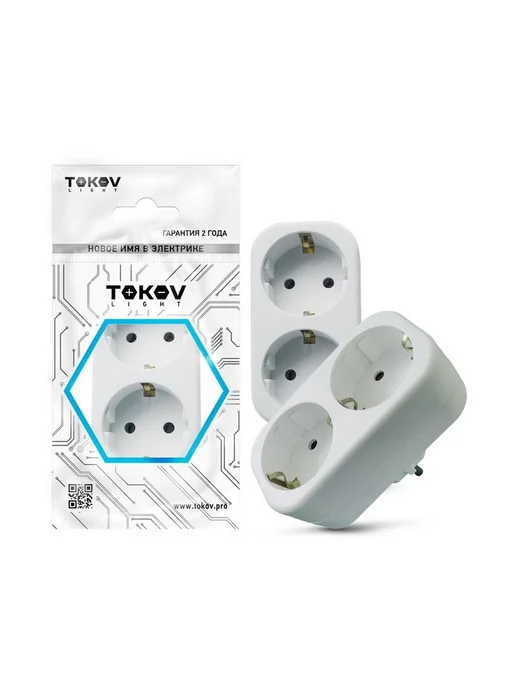 TOKOV ELECTRIC Разветвитель электрический с заземлением 16А 250В, вариант