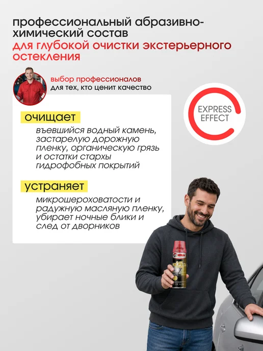 GETSUN Очиститель стекол авто от масляной пленки и водного камня, 450 мл, фото 2