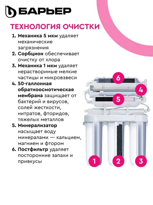 БАРЬЕР Фильтр обратного осмоса под мойку Мастер Осмо 50 М без крана, вариант, фото 2