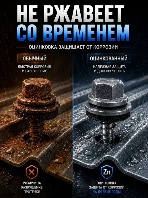 Нет бренда Саморез кровельный 5,5х19 шоколад RAL 8017 EPDM 300 шт, 5.5x19, 300 шт, графит, фото 4