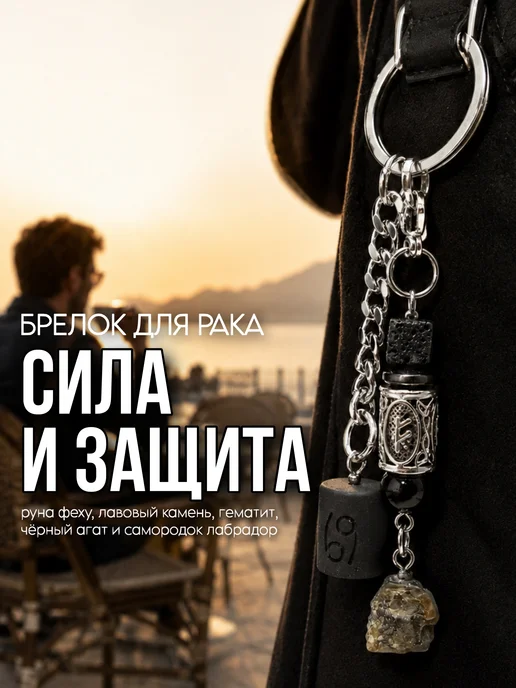 Fabio Ross Collection Брелок для Рака руна феху и лабрадор, черный