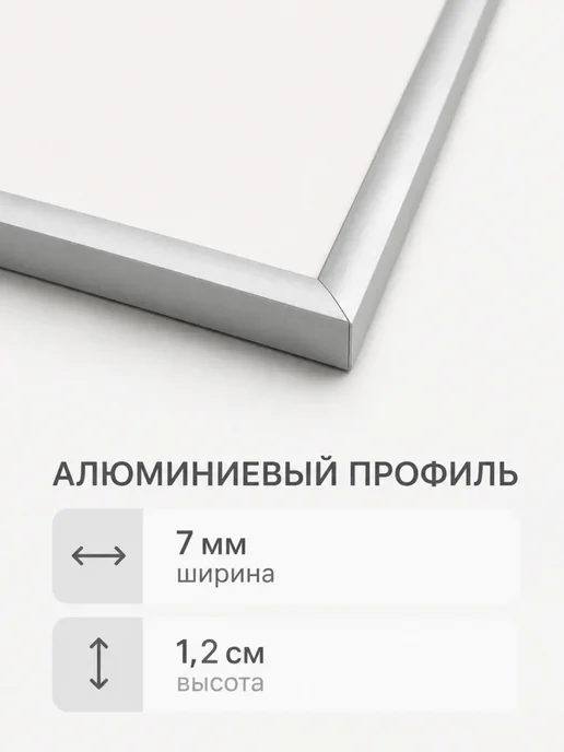 ЗеркалоОК Фоторамка 50х70 см на стену алюминиевая, серебристая, 50x70 см, фото 5