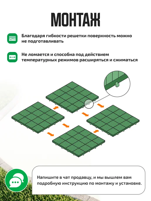 Альта-Профиль Газонная решётка универсальная 33 х 33- 18 шт, 18 шт, фото 3