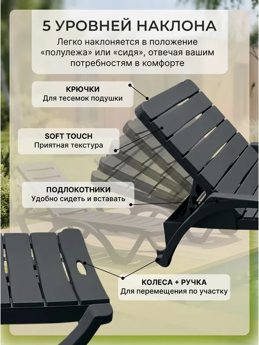 ADRIANOPLAST Шезлонги для отдыха садовые 2 штуки, 2 шт, фото 4