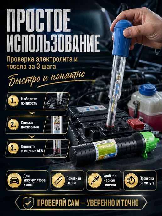 GJ18 Ареометр для аккумулятора авто и жидкости радиатора, вариант, фото 2