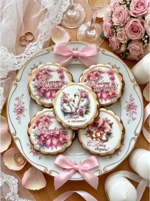 Art sweets Набор имбирных пряников на свадьбу, годовщина свадьбы, 5 шт