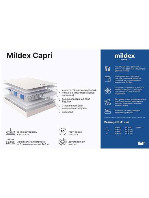 MILDEX Матрас Capri, вариант, фото 2