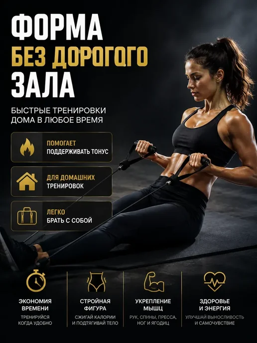 Авахта Эспандер для ног и рук резинка для фитнеса с ручками, вариант, фото 3