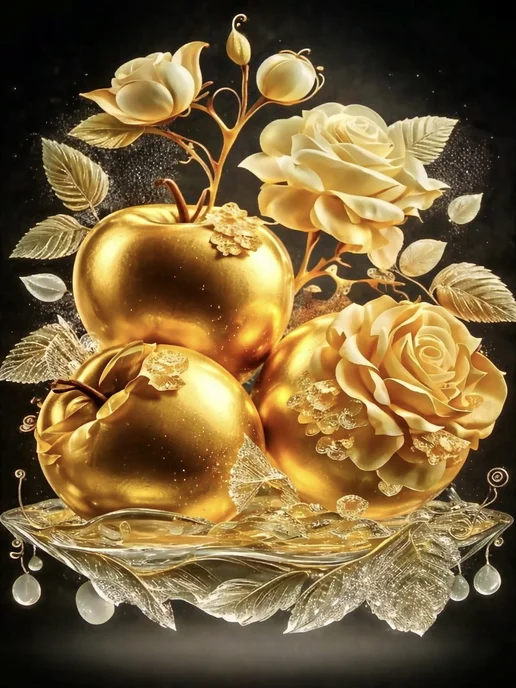 Forever diamond Алмазная мозаика на подрамнике 40х50 Золотые яблоки, 40x50, фото 2