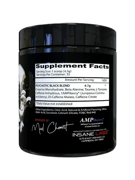 Insane Labs Предтренировочный комплекс Психотик, Psychotic Black 35 пор, черный, фото 3