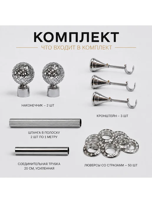 Карниз для штор повышенной нагрузки 200см . Модель серебро, серебристый, фото 3