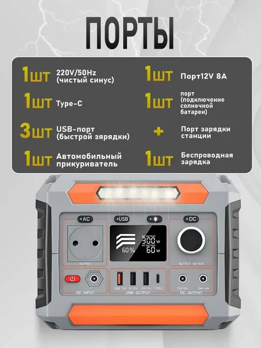TEN MOON Портативная солнечная электростанция 300 Вт,с розеткой 220В, 300 Вт, фото 3