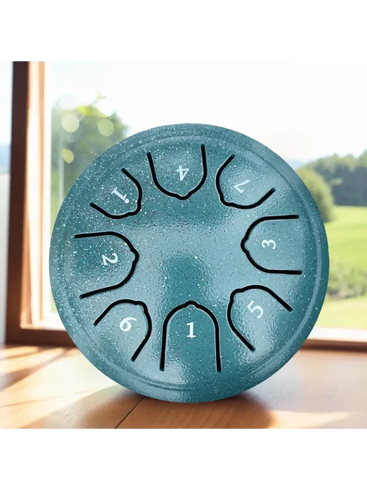 Steel Tongue Drum 4.5" 8 нот, Handpan, зеленый, для музыки, зеленый