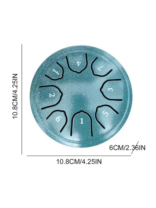 Steel Tongue Drum 4.5" 8 нот, Handpan, зеленый, для музыки, зеленый, фото 5