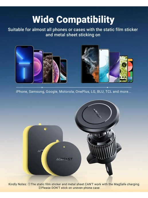 ACEFAST Держатель телефона автомобильный ACE D6 с магнит, черный, фото 8