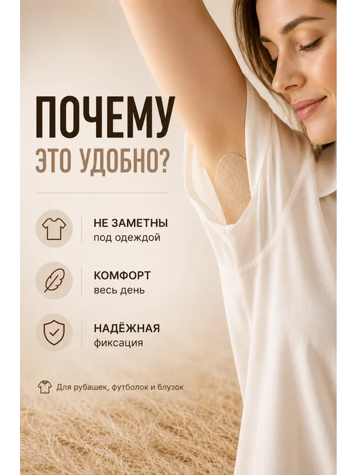 Хватай! Вкладыши от пота подмышек телесные женские мужские, 10 шт, фото 7