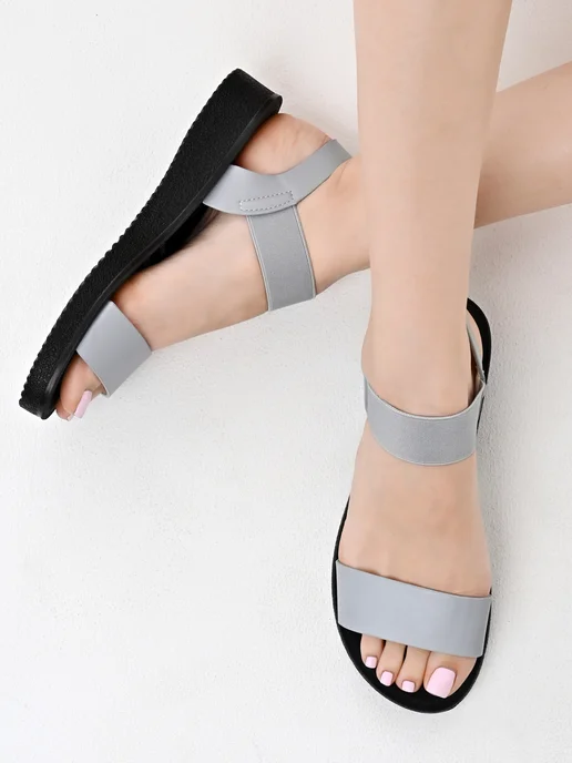 Only Shoes Сандалии женские легкие на каждый день летние, серый, фото 2