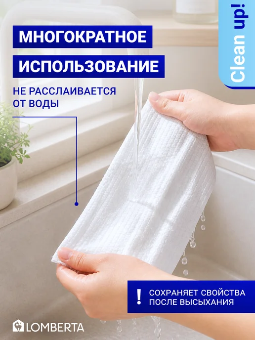 Lomberta Салфетки для уборки целлюлозные 10 шт, 60 шт, фото 2
