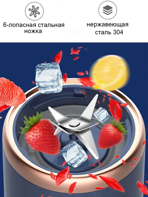 Многофункциональный портативный блендер для смузи, синий, фото 7